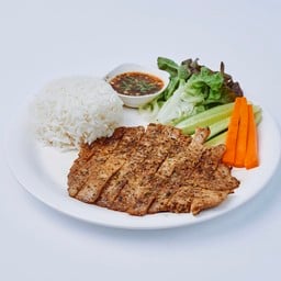 ข้าวเสต็กหมูจิ้มแจ่ว