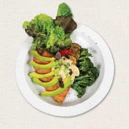 คริสปี้ปลากะพงกรอบครีมชีสปูผักย่าง