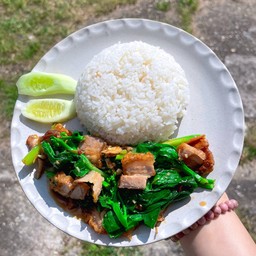 ข้าวคะน้าหมูกรอบ