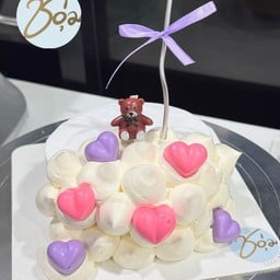 เค้กlovely bear hearts(ฟอวขาว ช็อคชมพูม่วง)