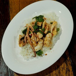 ข้าวกะเพรา ปลาหมึก