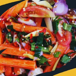 ยำปูอัด(ปูอัดเบนโตะ)ใส่หมูสับ