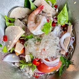 ยำเส้นแก้วเส้นแก้ว0แคล หมูสับหมูยอและกุ้ง