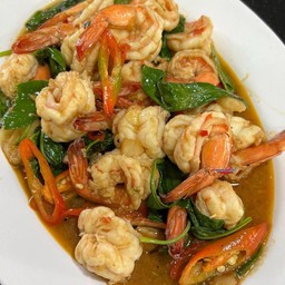 กุ้งผัดโหระพา