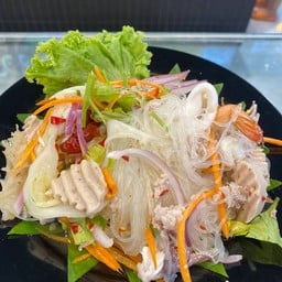 ยำวุ่นเส้นหมูสับ+หมูยอ+เห็ดขาว