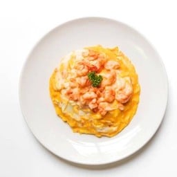 Creamy Omelette With Minced Shrimp On Rice
