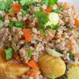 เต้าหู้หมูสับทรงเครื่อง(กับข้าว)