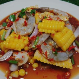 ยำข้าวโพดกุ้งสด