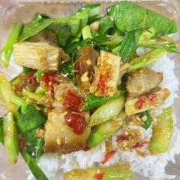 ข้าวผัดคะน้าหมูกรอบ