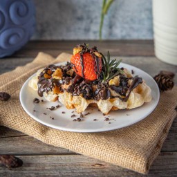 Croffle with Chocolate & Strawberry