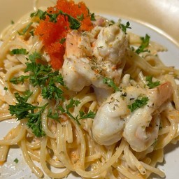 สปาเกตตี้ครีมซอสไข่กุ้ง