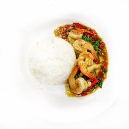 D ข้าวราดกะเพรากุ้ง