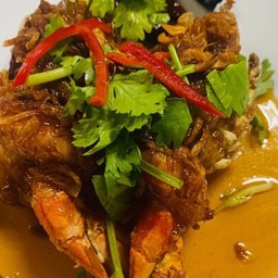 กุ้งแม่น้ำทอดซอสมะขาม (3 ตัว)