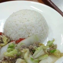 110ผัดผักกาดขาว(ราดข้าว)