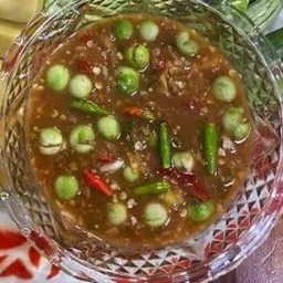 น้ำพริกกะปิ+ไข่เจียวชะอมมะเขือยาว