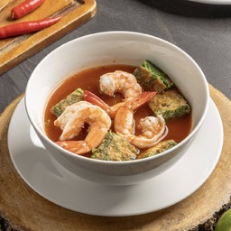 แกงส้มชะอมทอด กุ้งสด