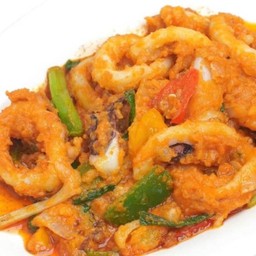 093 ปลาหมึกผัดไข่เค็ม (ราดข้าว)หอมมะลิ