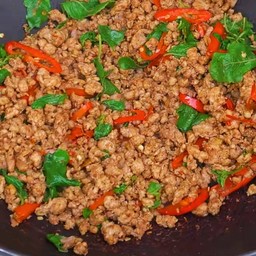 (เป็นกับข้าว) กระเพราหมูสับ