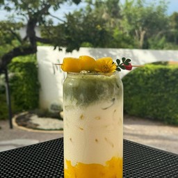 Mango matcha latte