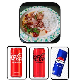 ข้าวราดกระเพราเบคอน+ไข่ดาว ฟรี1กระป๋อง