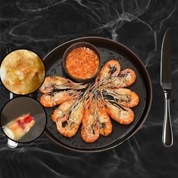 กุ้งเผาผสมหัวมันแก้วครึ่งกิโล 8-10 ตัว ตามน้ำหนัก