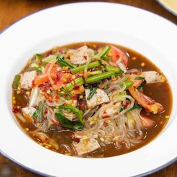 ตำเส้นเล็ก หมูยอ-ผักลวก