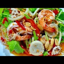 ยำวุ้นเส้น+หมูยอ+กุ้ง