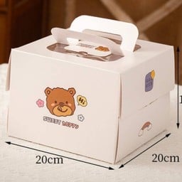 กล่องเค้ก 1 ปอนด์ (สีขาว) มีหูจับ