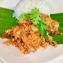 ข้าวทอดกระเทียมกุ้ง