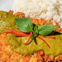 ข้าวไก่กรอบซอสเขียวหวาน