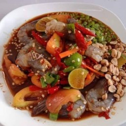 ตำเกาเหลากุ้งสด