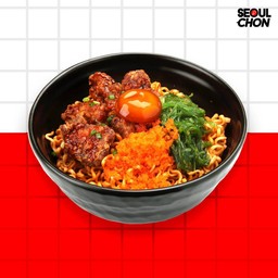 บะหมี่ไก่ทอดสามสีไข่ดองซีอิ๊ว