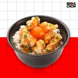 ข้าวไก่ทอดราดซอสส้ม + ไข่ดองซีอิ๊ว