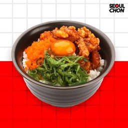 ข้าวไก่ทอดสามสี + ไข่ดองซีอิ๊ว