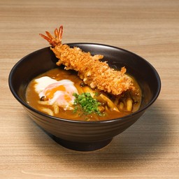 อุด้งแกงกะหรี่กุ้งทอดไข่ออนเซ็น