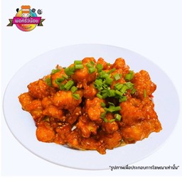 กะเพราเอ็นข้อไก่ทอด ราดข้าว
