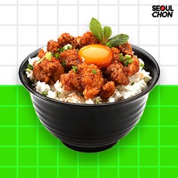 ข้าวไก่ทอดลาบ ไข่ดองซีอิ๊ว