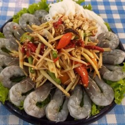 ตำถาดกุ้งสด