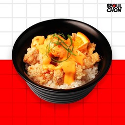 ข้าวไก่ทอดราดซอสส้ม