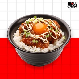 ข้าวไก่ทอดสไปซี่มาโย+ไข่ดองซีอิ๊ว