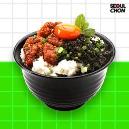ข้าวไก่ทอดลาบสาหร่ายกรอบ ไข่ดองซีอิ๊ว
