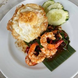 ข้าวกะเพรากุ้ง(ไม่รวมไข่ดาว)