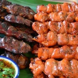 ไก่ย่าง+เครื่องในย่างชุดใหญ่20ไม้+ข้าวเหนียว4