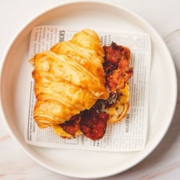Croissant with Scrambled and Bacon