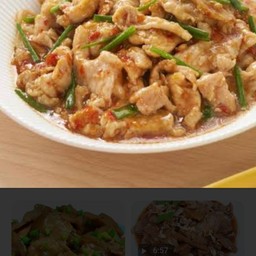 หมูผัดน้ำมันหอยกับข้าว