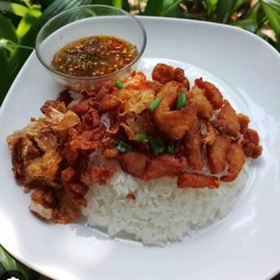 ข้าวหมูทอดกระเทียม