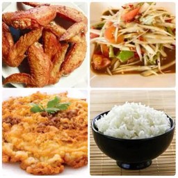 ปีกไก่ทอดน้ำปลา+ตำลาวปลาร้า+ไข่เจียว+ข้าวสวย2