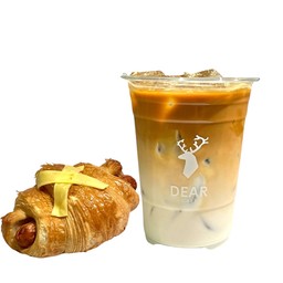 Cafe latte + Sausage croissant