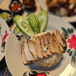 ข้าวมันคอหมูย่าง (คอหมูย่างแท้ๆ 50 กรัม)
