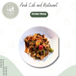 (กับข้าว)ผัดพริกเผาไก่